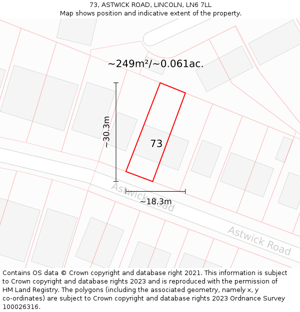 73, ASTWICK ROAD, LINCOLN, LN6 7LL: Plot and title map