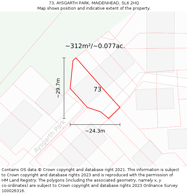 73, AYSGARTH PARK, MAIDENHEAD, SL6 2HQ: Plot and title map
