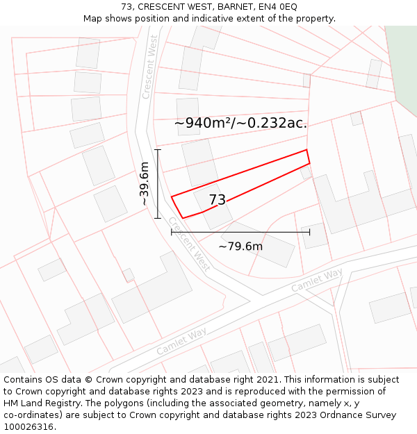 73, CRESCENT WEST, BARNET, EN4 0EQ: Plot and title map