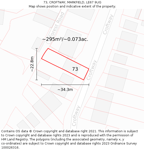 73, CROFTWAY, MARKFIELD, LE67 9UG: Plot and title map