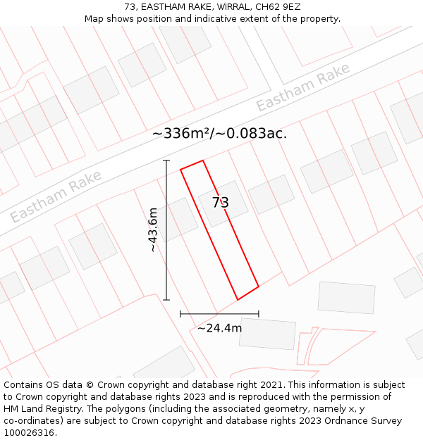 73, EASTHAM RAKE, WIRRAL, CH62 9EZ: Plot and title map