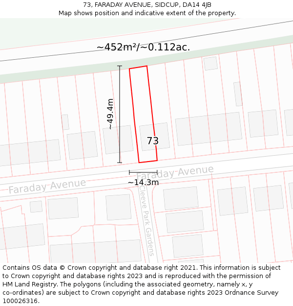 73, FARADAY AVENUE, SIDCUP, DA14 4JB: Plot and title map