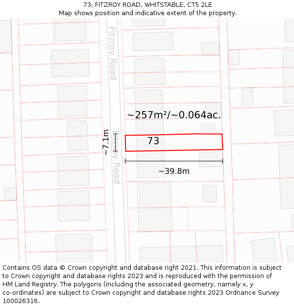 73, FITZROY ROAD, WHITSTABLE, CT5 2LE: Plot and title map