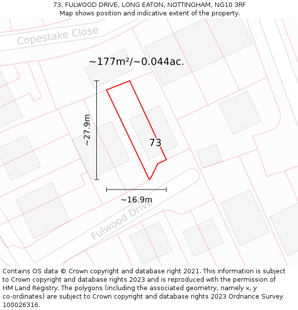 73, FULWOOD DRIVE, LONG EATON, NOTTINGHAM, NG10 3RF: Plot and title map
