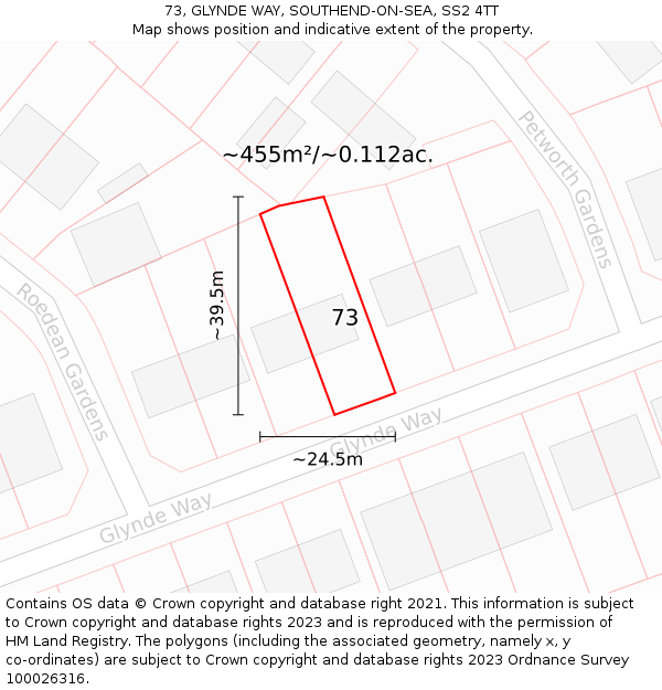 73, GLYNDE WAY, SOUTHEND-ON-SEA, SS2 4TT: Plot and title map