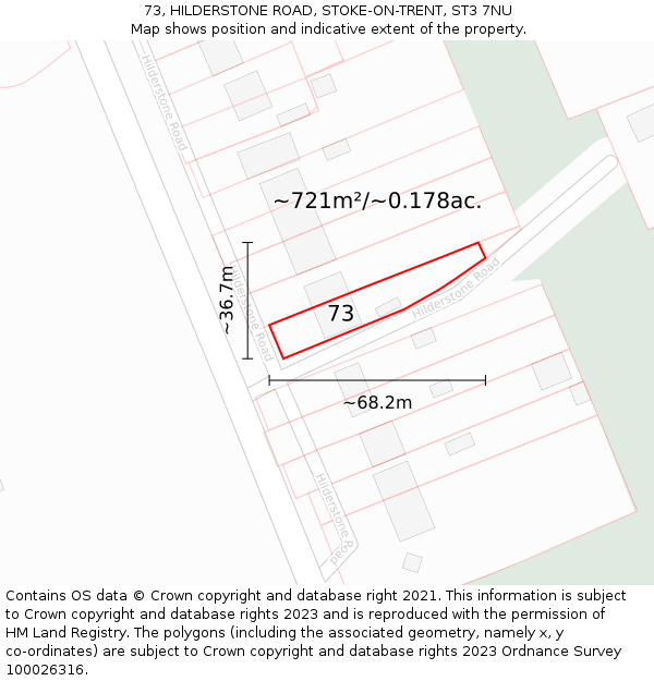 73, HILDERSTONE ROAD, STOKE-ON-TRENT, ST3 7NU: Plot and title map