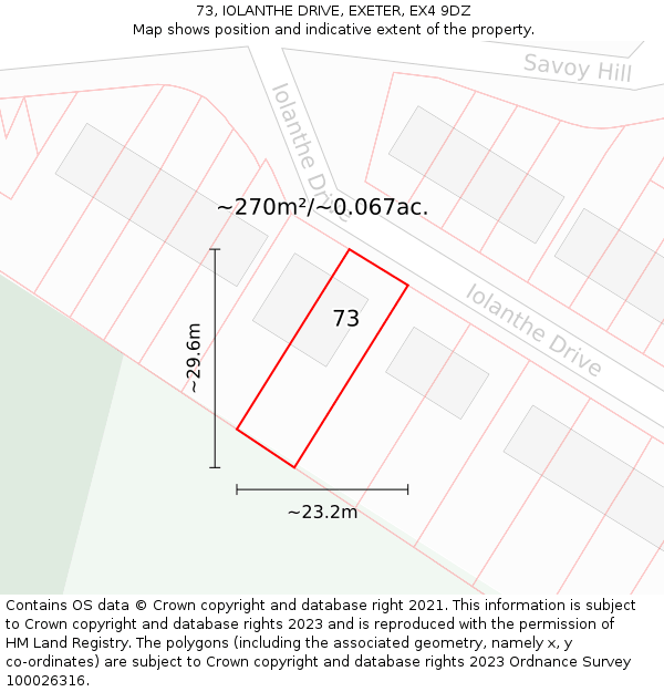 73, IOLANTHE DRIVE, EXETER, EX4 9DZ: Plot and title map