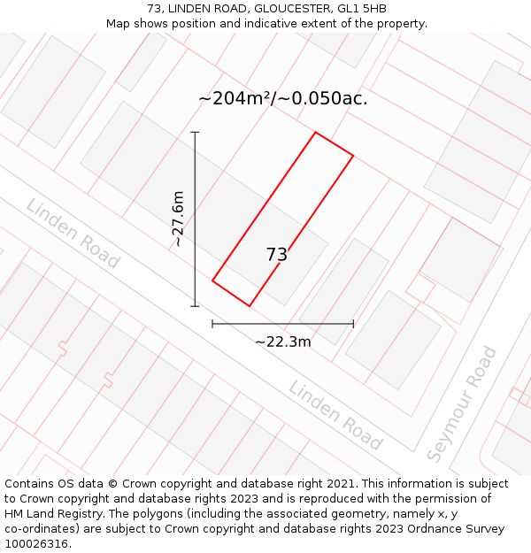 73, LINDEN ROAD, GLOUCESTER, GL1 5HB: Plot and title map