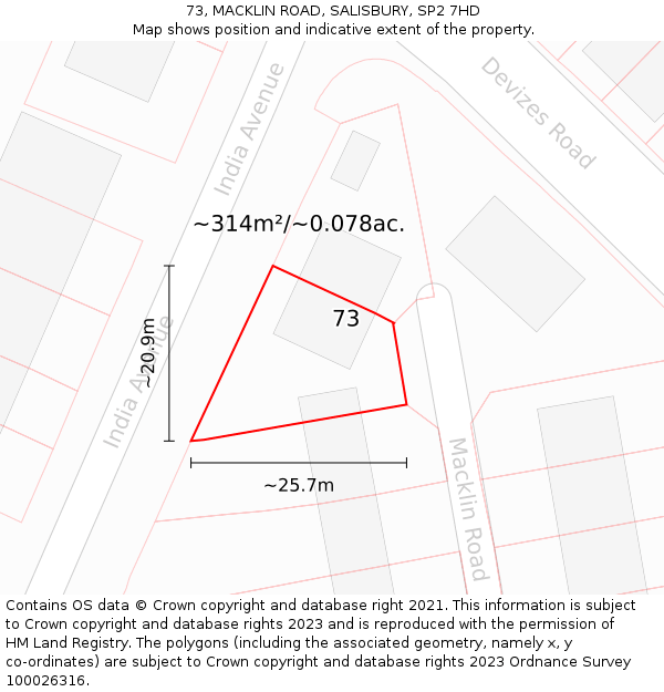 73, MACKLIN ROAD, SALISBURY, SP2 7HD: Plot and title map