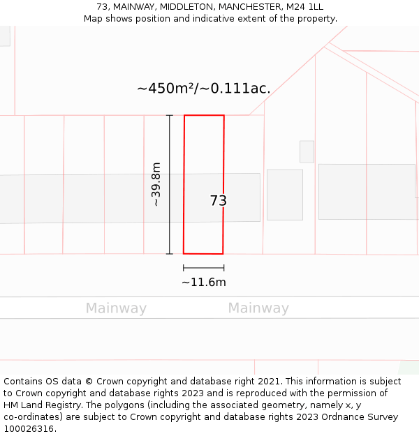 73, MAINWAY, MIDDLETON, MANCHESTER, M24 1LL: Plot and title map