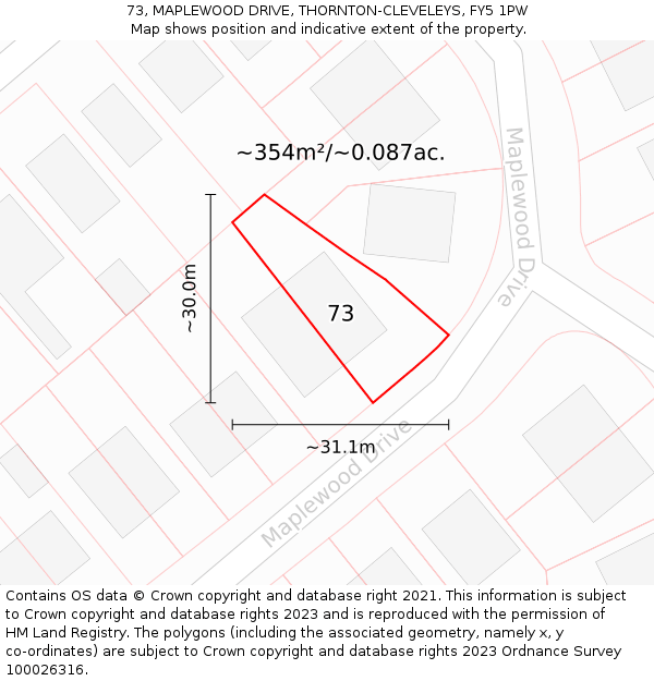 73, MAPLEWOOD DRIVE, THORNTON-CLEVELEYS, FY5 1PW: Plot and title map