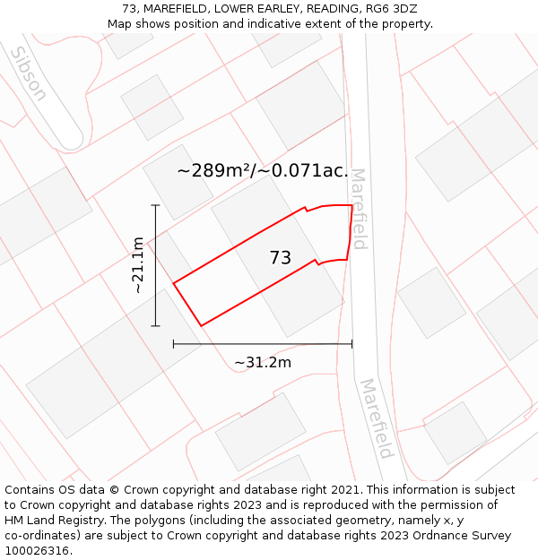 73, MAREFIELD, LOWER EARLEY, READING, RG6 3DZ: Plot and title map