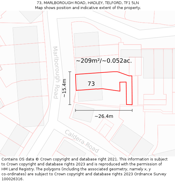 73, MARLBOROUGH ROAD, HADLEY, TELFORD, TF1 5LN: Plot and title map