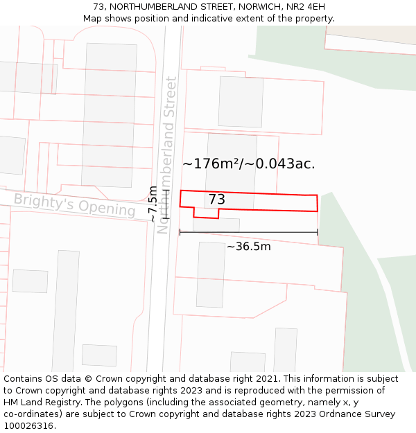 73, NORTHUMBERLAND STREET, NORWICH, NR2 4EH: Plot and title map