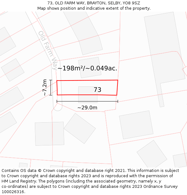 73, OLD FARM WAY, BRAYTON, SELBY, YO8 9SZ: Plot and title map
