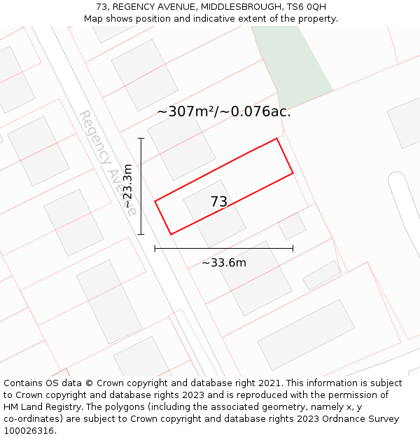 73, REGENCY AVENUE, MIDDLESBROUGH, TS6 0QH: Plot and title map