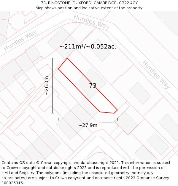 73, RINGSTONE, DUXFORD, CAMBRIDGE, CB22 4GY: Plot and title map