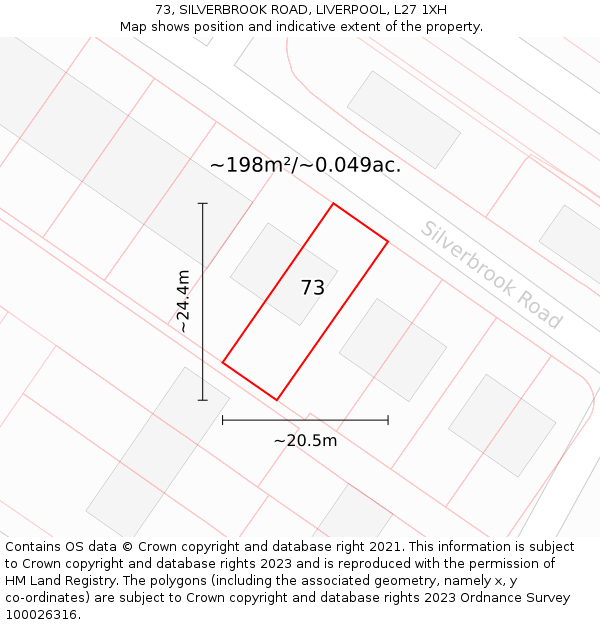 73, SILVERBROOK ROAD, LIVERPOOL, L27 1XH: Plot and title map