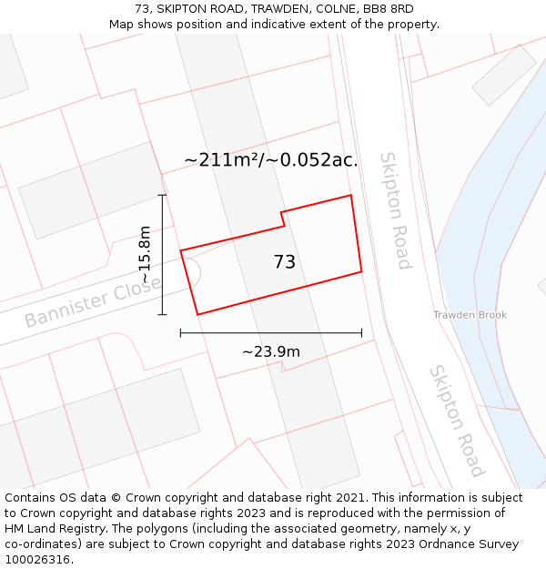 73, SKIPTON ROAD, TRAWDEN, COLNE, BB8 8RD: Plot and title map