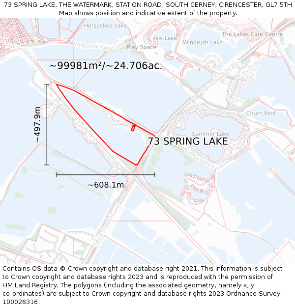 73 SPRING LAKE, THE WATERMARK, STATION ROAD, SOUTH CERNEY, CIRENCESTER, GL7 5TH: Plot and title map