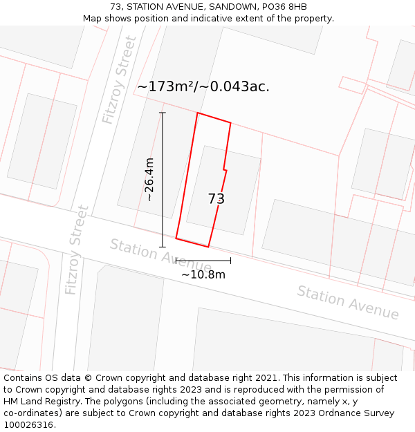 73, STATION AVENUE, SANDOWN, PO36 8HB: Plot and title map