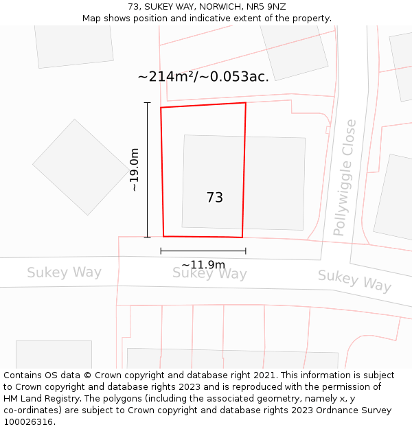 73, SUKEY WAY, NORWICH, NR5 9NZ: Plot and title map