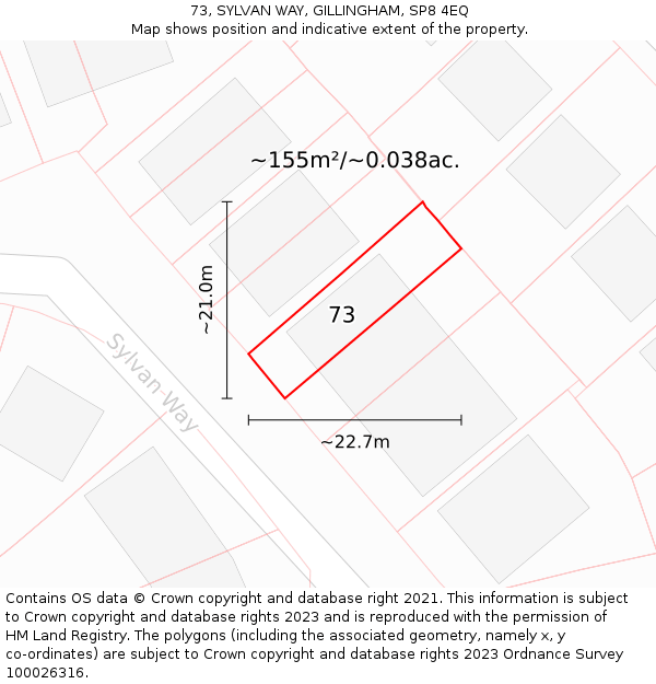 73, SYLVAN WAY, GILLINGHAM, SP8 4EQ: Plot and title map