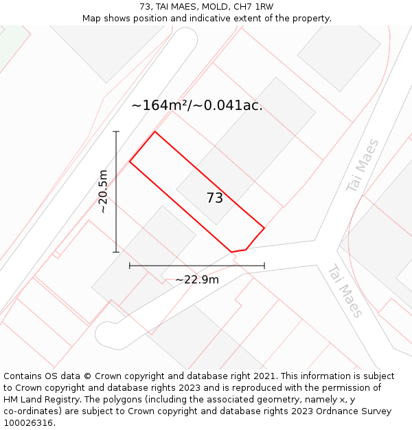 73, TAI MAES, MOLD, CH7 1RW: Plot and title map