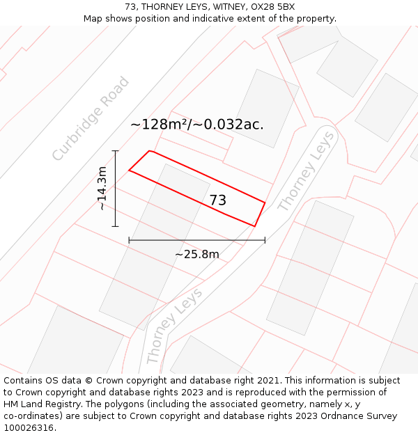 73, THORNEY LEYS, WITNEY, OX28 5BX: Plot and title map