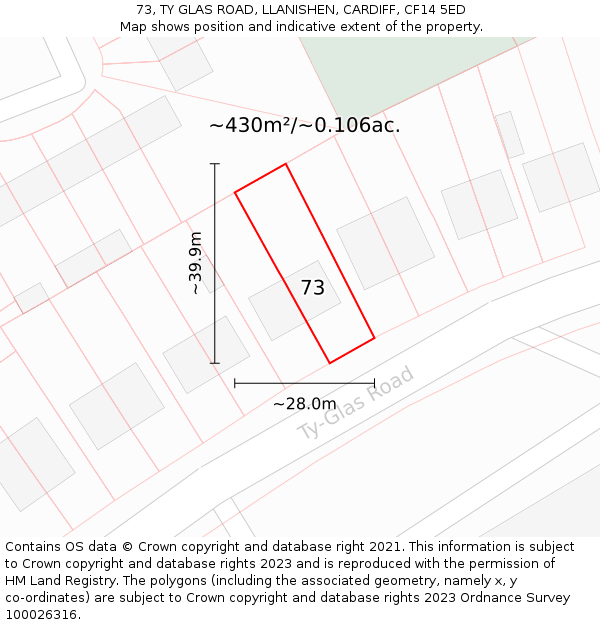 73, TY GLAS ROAD, LLANISHEN, CARDIFF, CF14 5ED: Plot and title map