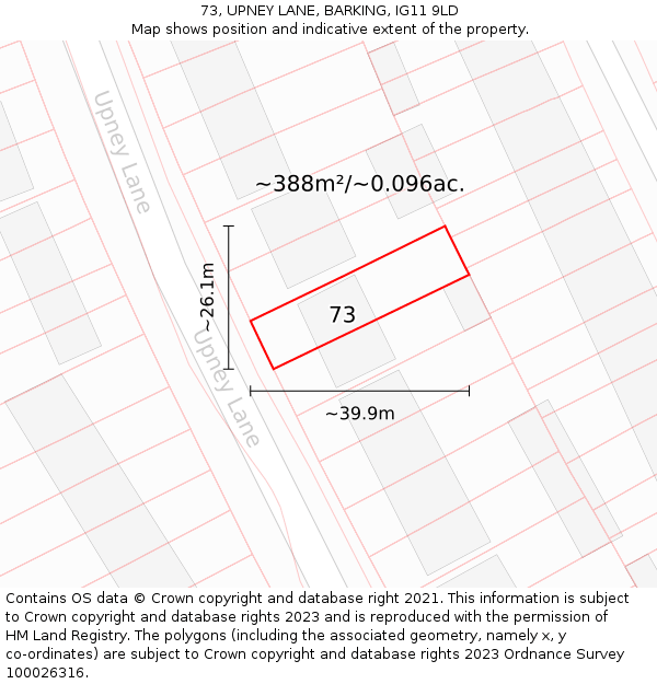 73, UPNEY LANE, BARKING, IG11 9LD: Plot and title map