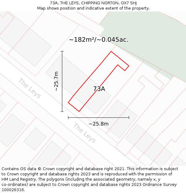 73A, THE LEYS, CHIPPING NORTON, OX7 5HJ: Plot and title map