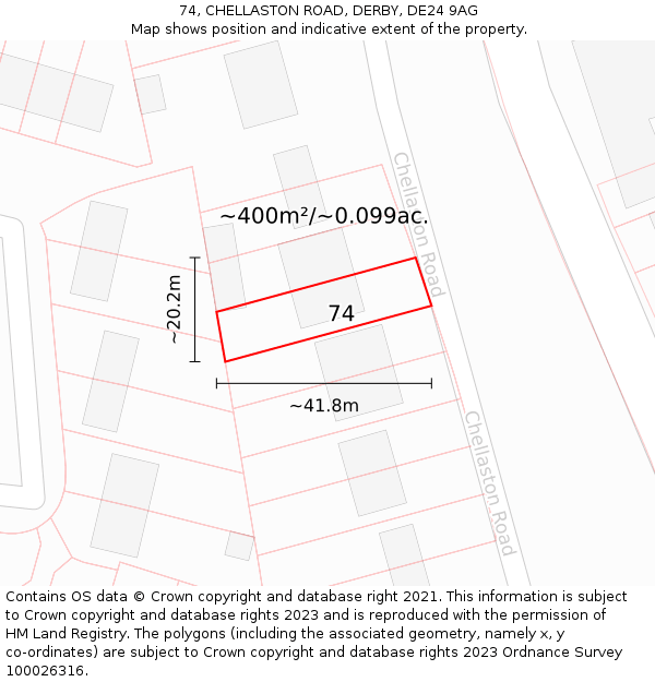 74, CHELLASTON ROAD, DERBY, DE24 9AG: Plot and title map