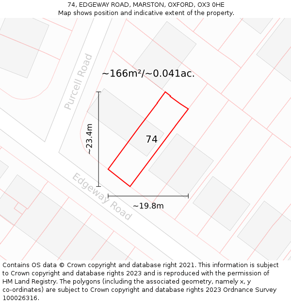 74, EDGEWAY ROAD, MARSTON, OXFORD, OX3 0HE: Plot and title map