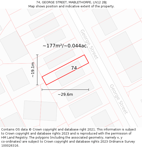 74, GEORGE STREET, MABLETHORPE, LN12 2BJ: Plot and title map