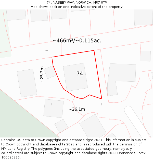 74, NASEBY WAY, NORWICH, NR7 0TP: Plot and title map