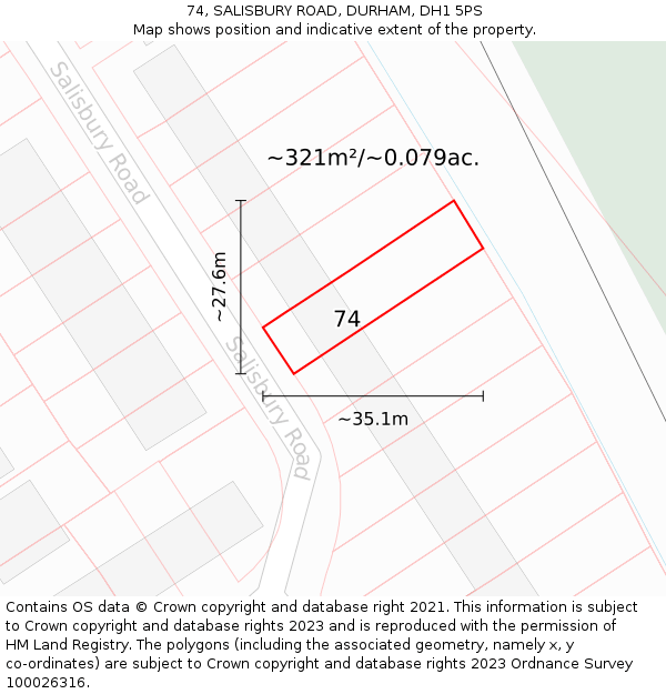 74, SALISBURY ROAD, DURHAM, DH1 5PS: Plot and title map