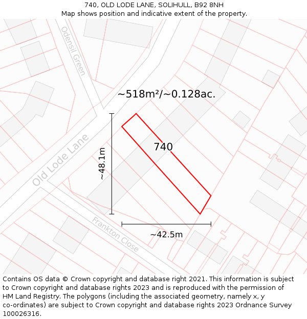 740, OLD LODE LANE, SOLIHULL, B92 8NH: Plot and title map