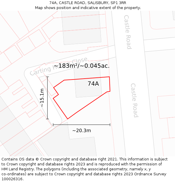 74A, CASTLE ROAD, SALISBURY, SP1 3RR: Plot and title map