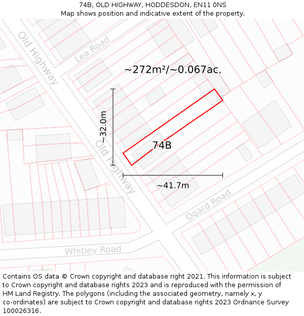 74B, OLD HIGHWAY, HODDESDON, EN11 0NS: Plot and title map