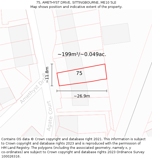 75, AMETHYST DRIVE, SITTINGBOURNE, ME10 5LE: Plot and title map