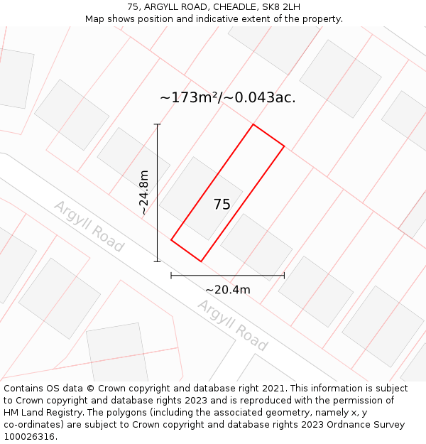 75, ARGYLL ROAD, CHEADLE, SK8 2LH: Plot and title map