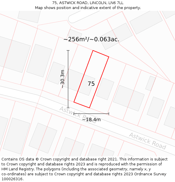 75, ASTWICK ROAD, LINCOLN, LN6 7LL: Plot and title map