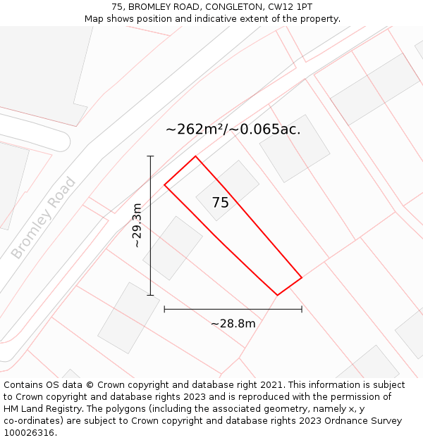 75, BROMLEY ROAD, CONGLETON, CW12 1PT: Plot and title map