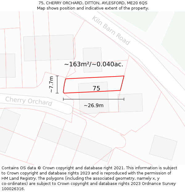 75, CHERRY ORCHARD, DITTON, AYLESFORD, ME20 6QS: Plot and title map