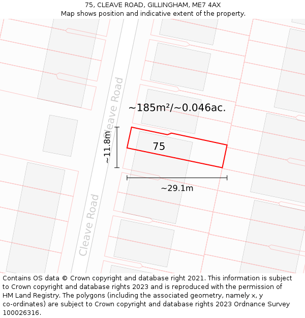 75, CLEAVE ROAD, GILLINGHAM, ME7 4AX: Plot and title map