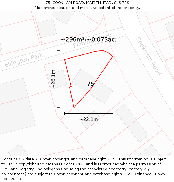 75, COOKHAM ROAD, MAIDENHEAD, SL6 7ES: Plot and title map