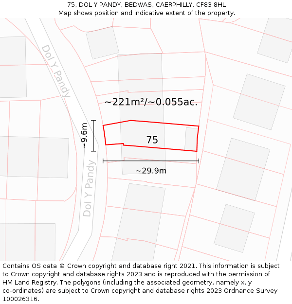 75, DOL Y PANDY, BEDWAS, CAERPHILLY, CF83 8HL: Plot and title map