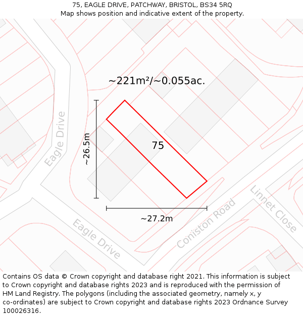 75, EAGLE DRIVE, PATCHWAY, BRISTOL, BS34 5RQ: Plot and title map