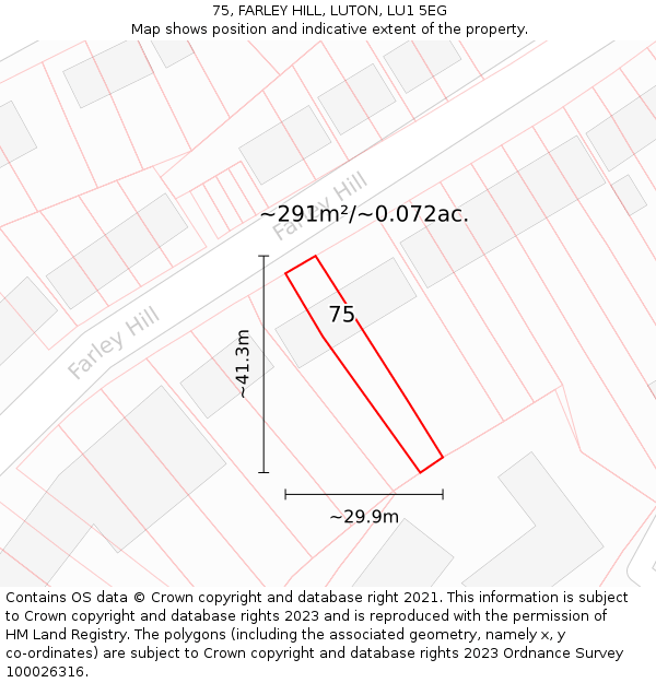 75, FARLEY HILL, LUTON, LU1 5EG: Plot and title map